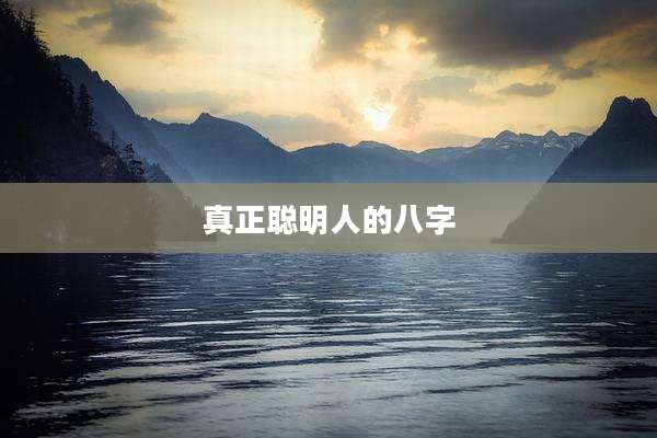 真正聪明人的八字