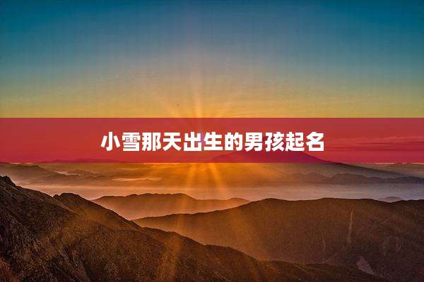 小雪那天出生的男孩起名