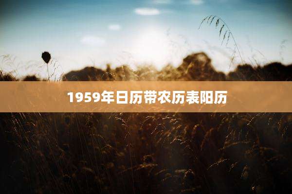 1959年日历带农历表阳历