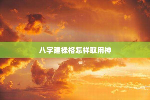 八字建禄格怎样取用神