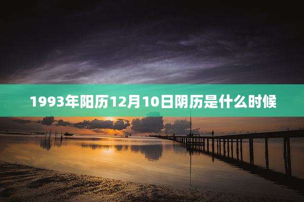 1993年阳历12月10日阴历是什么时候