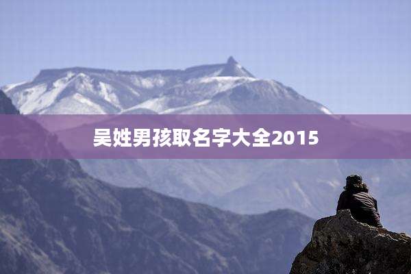 吴姓男孩取名字大全2015