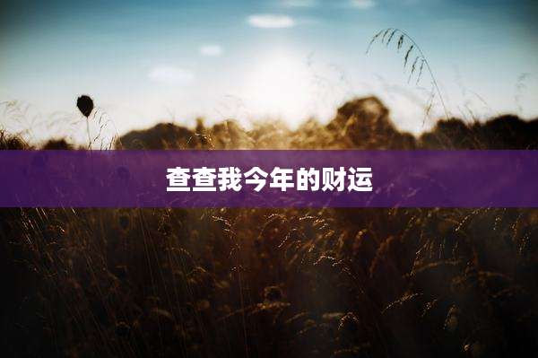 查查我今年的财运