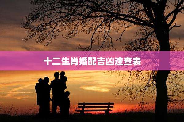 十二生肖婚配吉凶速查表