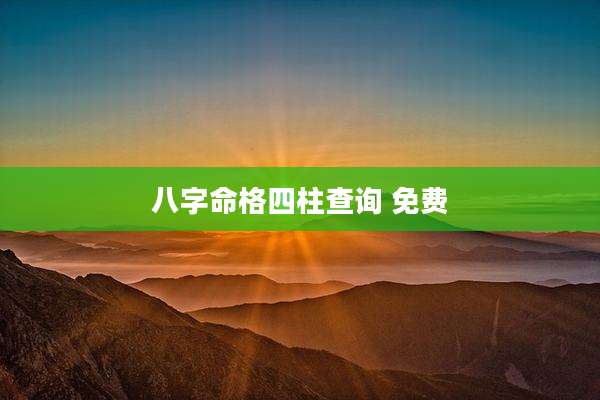 八字命格四柱查询 免费