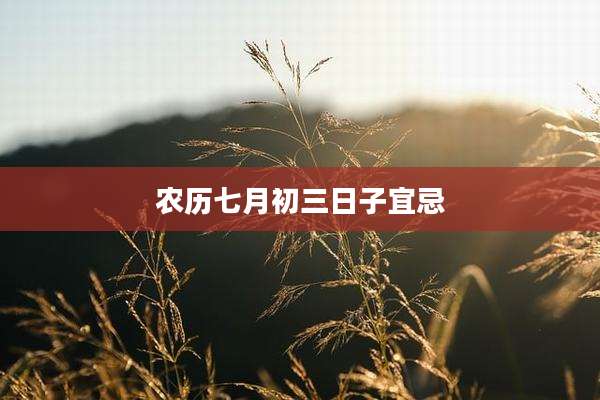 农历七月初三日子宜忌