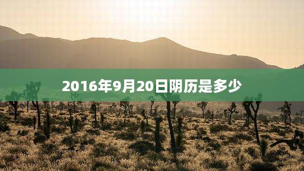 2016年9月20日阴历是多少