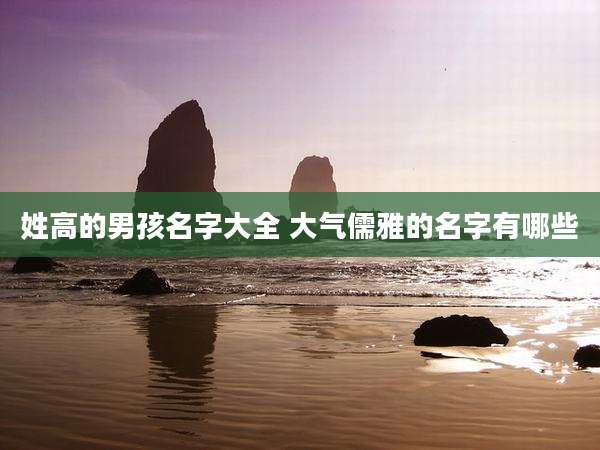 姓高的男孩名字大全 大气儒雅的名字有哪些