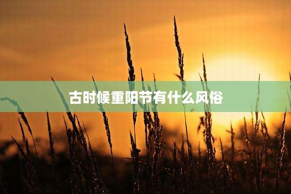 古时候重阳节有什么风俗