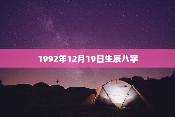 1992年12月19日生辰八字