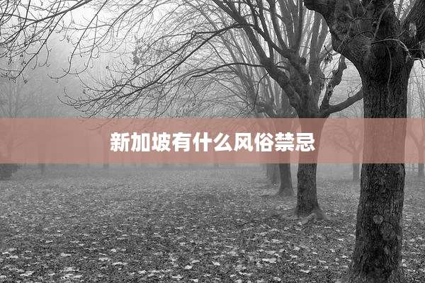 新加坡有什么风俗禁忌