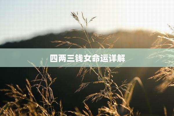 四两三钱女命运详解