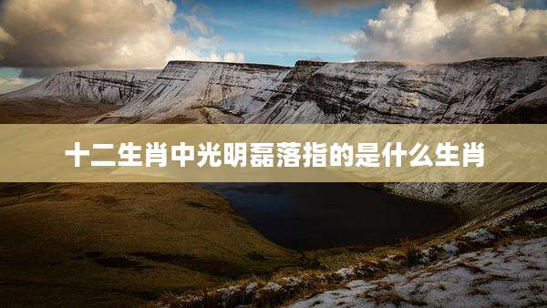 十二生肖中光明磊落指的是什么生肖