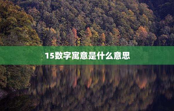 15数字寓意是什么意思