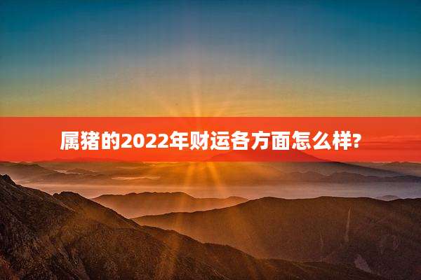 属猪的2022年财运各方面怎么样?