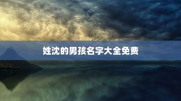 姓沈的男孩名字大全免费