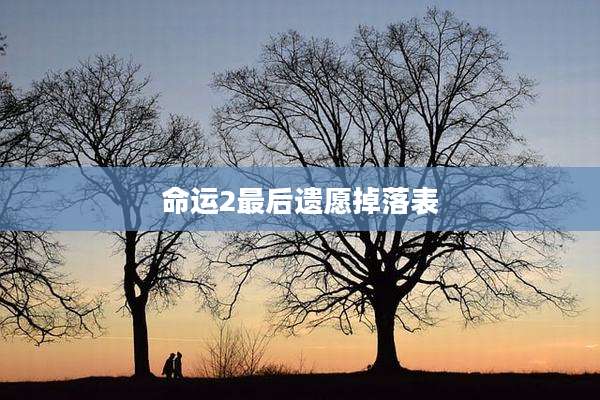 命运2最后遗愿掉落表