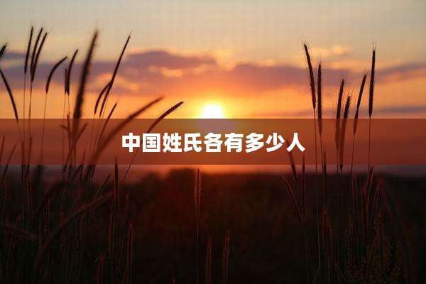 中国姓氏各有多少人
