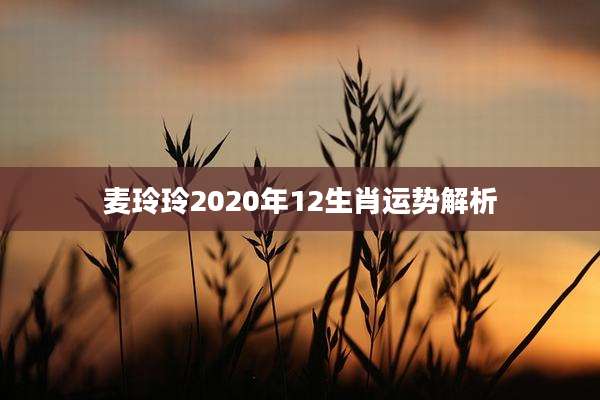 麦玲玲2020年12生肖运势解析