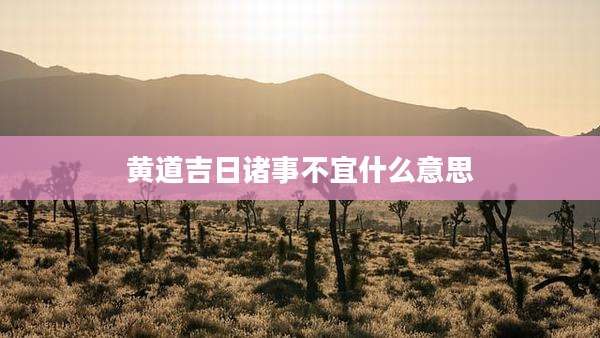 黄道吉日诸事不宜什么意思