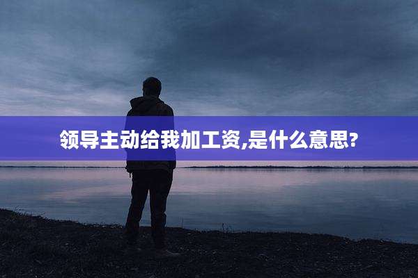 领导主动给我加工资,是什么意思?