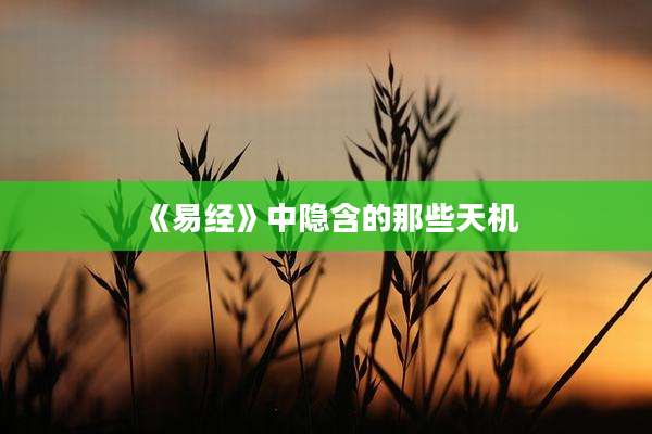 《易经》中隐含的那些天机