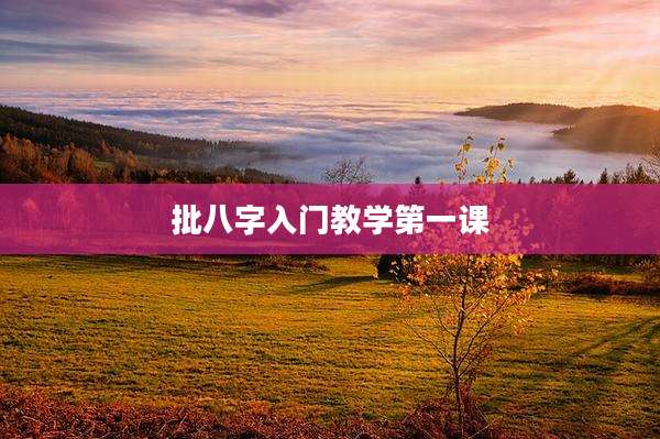 批八字入门教学第一课