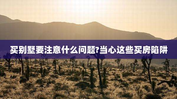 买别墅要注意什么问题?当心这些买房陷阱