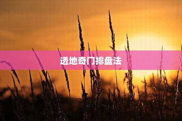 透地奇门排盘法