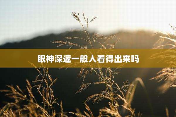 眼神深邃一般人看得出来吗