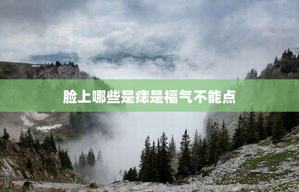 脸上哪些是痣是福气不能点