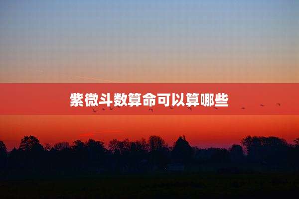 紫微斗数算命可以算哪些
