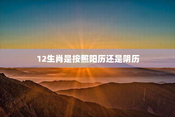 12生肖是按照阳历还是阴历