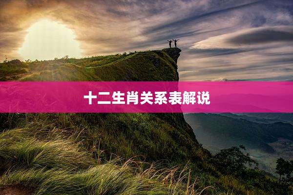 十二生肖关系表解说