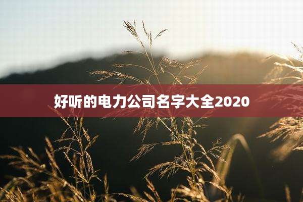 好听的电力公司名字大全2020